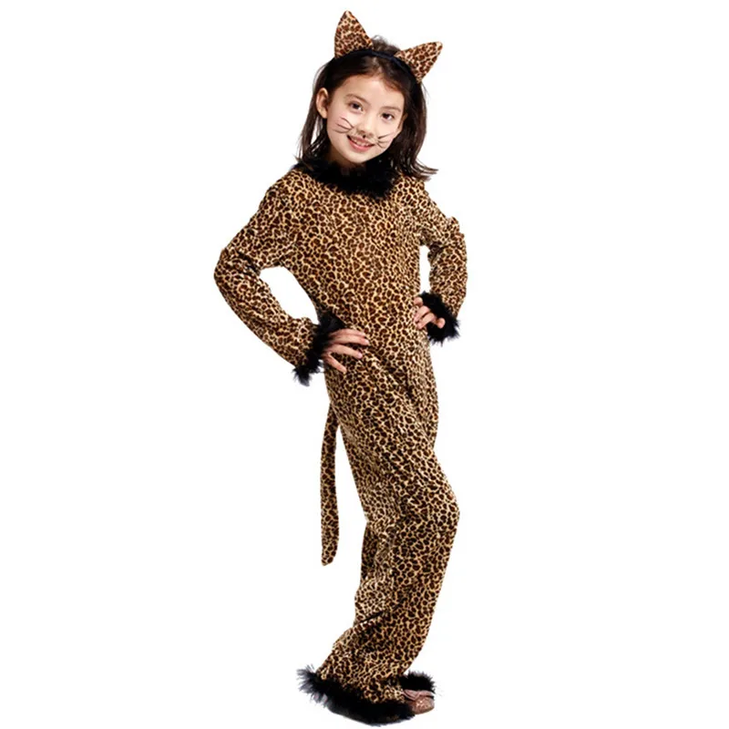 Коричневые комбинезоны M-XL для детей косплей с животными леопардовые костюмы