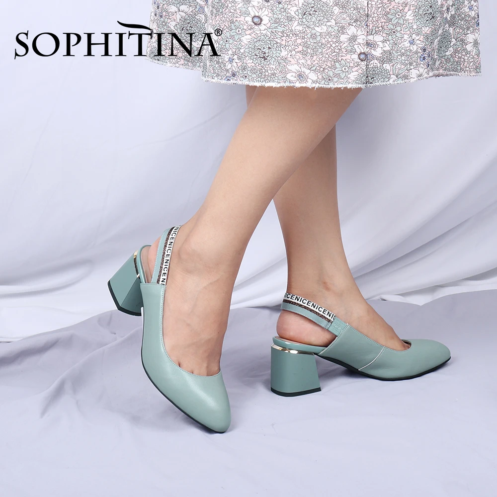 Женские туфли лодочки из овечьей кожи SOPHITINA элегантные на квадратном каблуке без