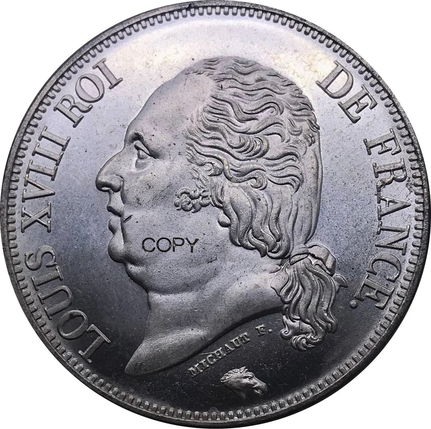 Монета с надписью Edge France 1817 А 5 франков-Луис 18-луис головой металлическая