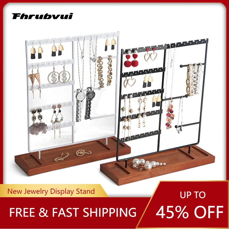 

Earring Organizer Earring Tree Holder Jewelry Display Stand Holder Rack with Wooden Tray for Earrings Display Home Use