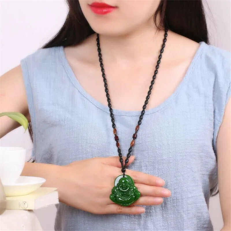 Ожерелье с зеленым кулоном высокой имитацией драгоценных камней Будда кастрюля