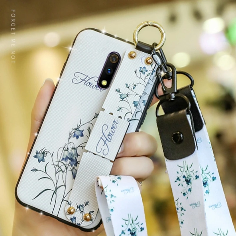 Teppka Case For OPPO Realme 3 Pro Bling Glitter Strap wristband Embossing bracket Cover X Lite Funda |