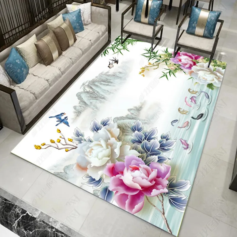 

Chinese antique carpet noble flowers auspicious living room bedroom carpet tea table sofa bedside carpet