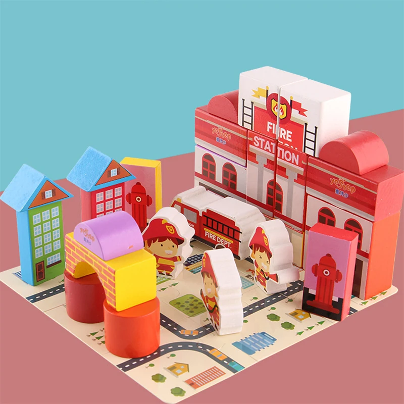 

Детский развивающий конструктор «сделай сам» из мультфильма «город», деревянный развивающий конструктор из больших частиц, игрушка из пен...