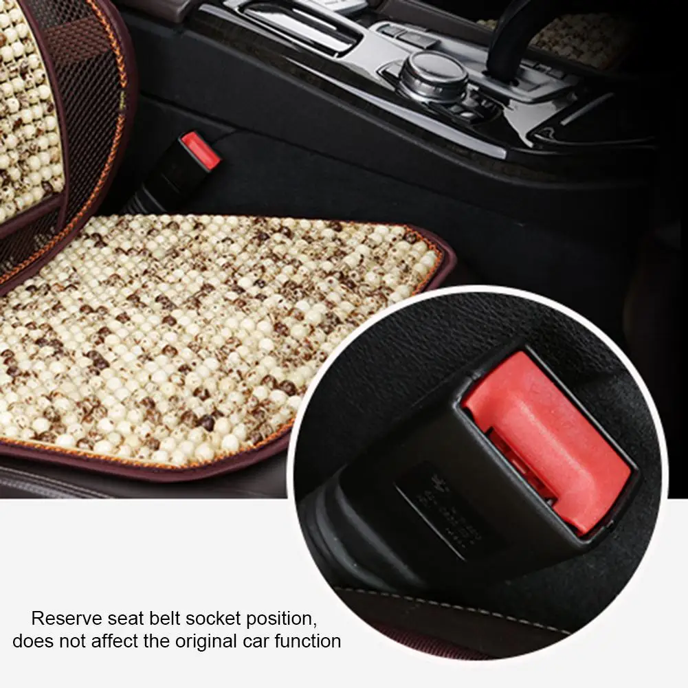 

Car Wooden Bead Seat Cushion Summer Cool Leather Car Seat Cover Breathable Handmade Auto Seat Mat Pad Universal Auto Accessories
