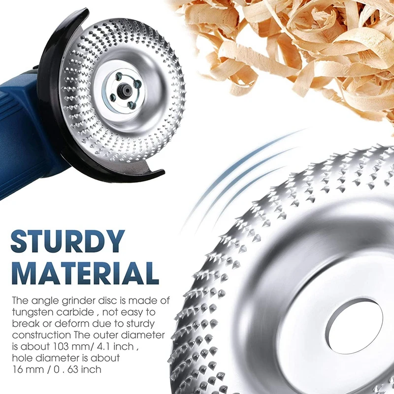 

2 Pieces Wood Carving Discs, Including 5/8 Inch Hole Angle Grinder Abrasive Disc and 6 Teeth Wood Turbo Carving Disc