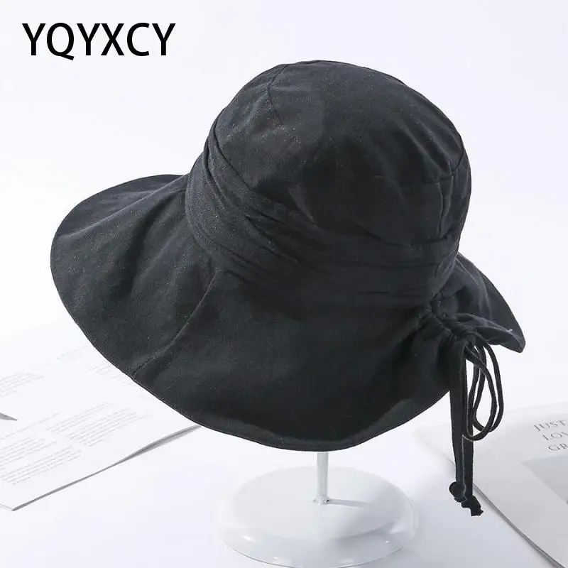 

Summer Hat Women Bucket Hat Cap Sun UV Protection Solid Color Cotton Foldable Sun Hats For Women Ladies Hats Gorro Gorras