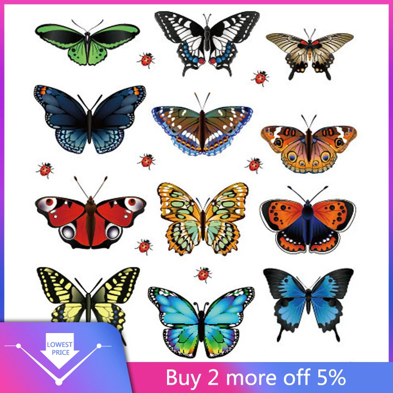 New Landscaping Decoration Heart Shaped Sticker 12 Butterfly Stickers Home living room bedroom beautiful decorative wall sticker