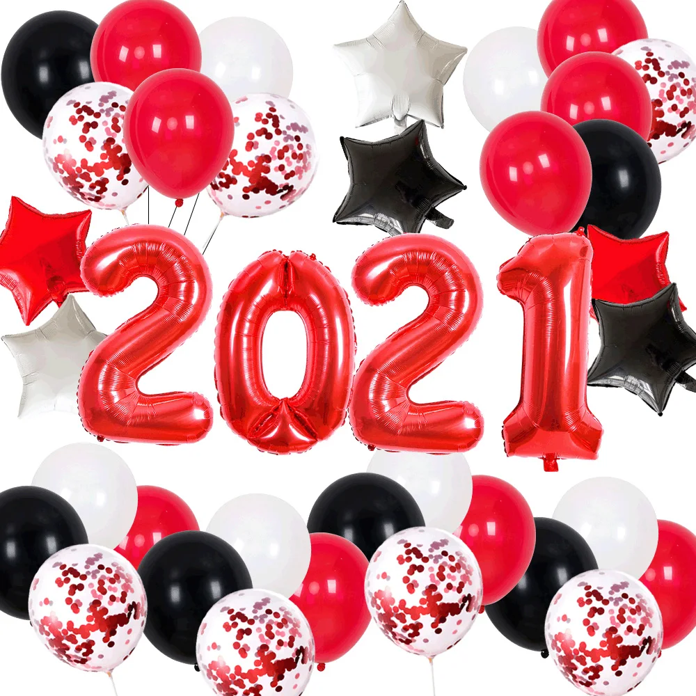 

New Years Eve Party Supplies 2021 Red Black Balloon Arch Set for New Years Eve Party Decorations