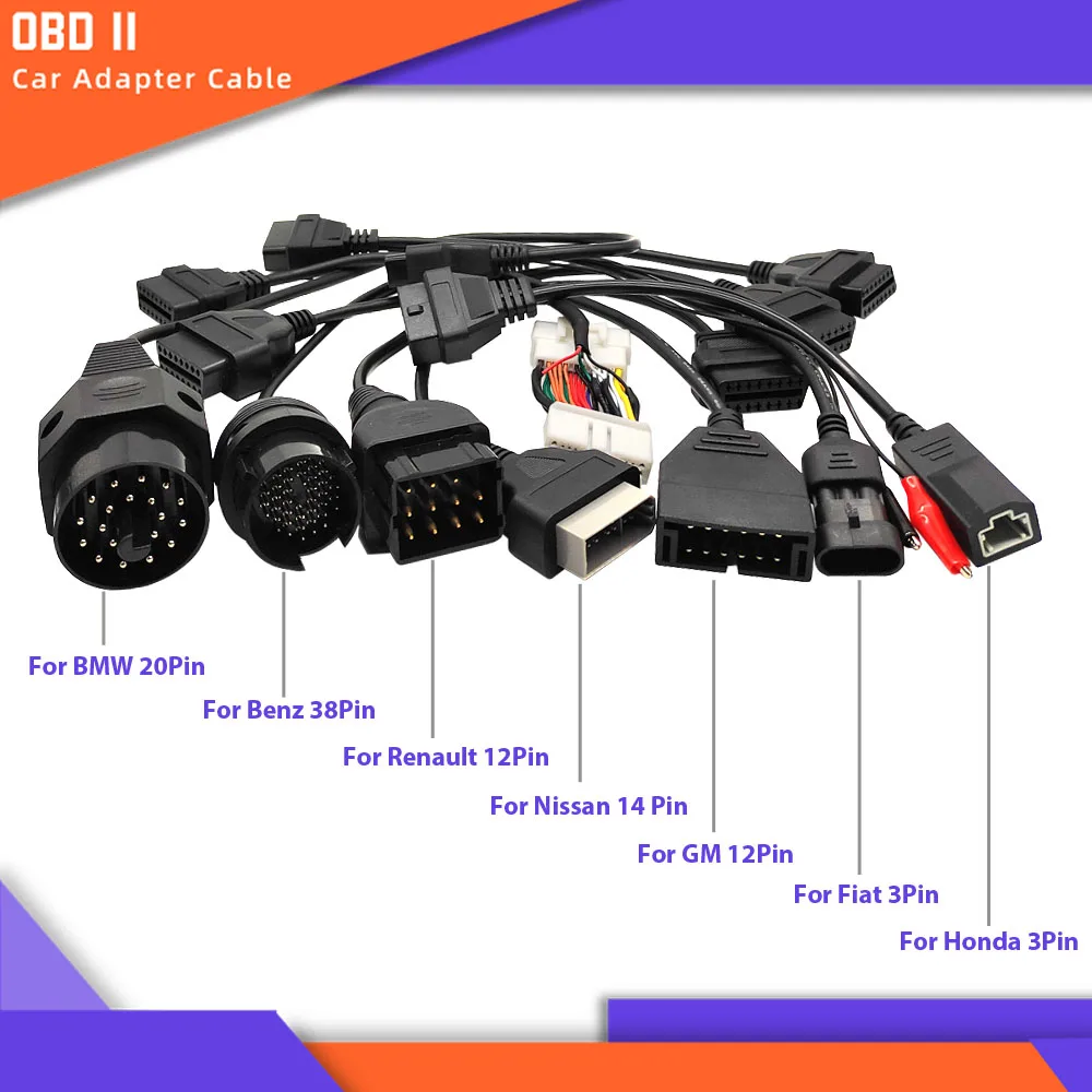 Автомобильный адаптер OBD2 Диагностический кабель для Fiat 3Pin Honda GM 12Pin Renault BMW 20Pin Benz