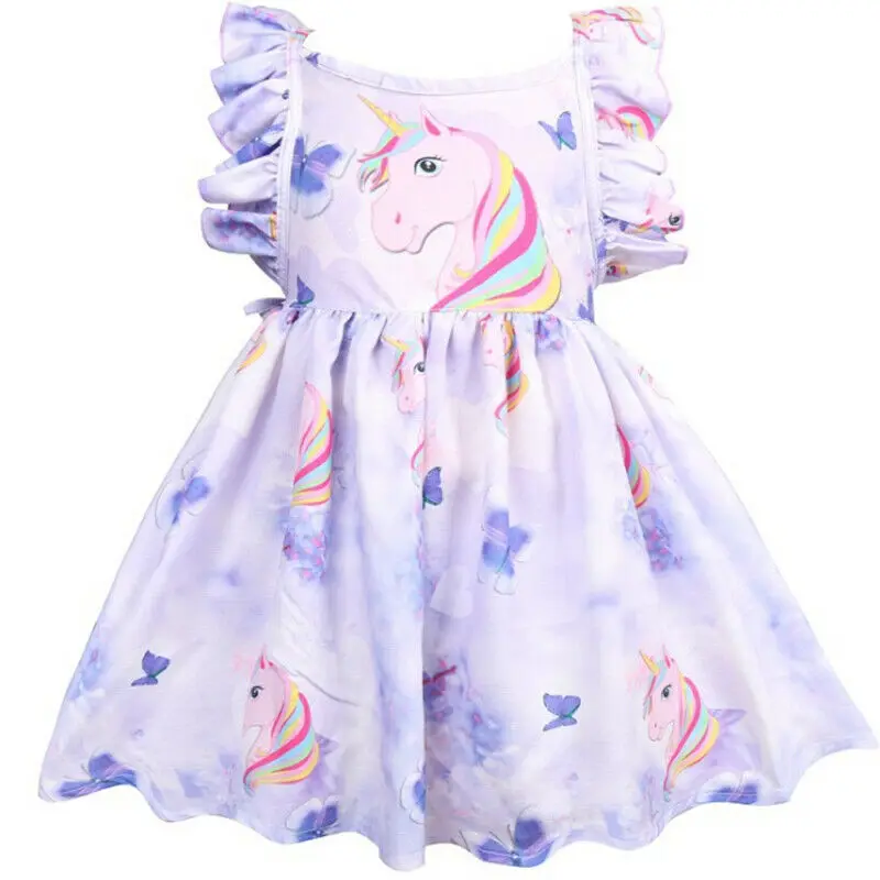 

Kids Girls Unicorn Birthday Party Tutu Dress Sleeveless Holiday Summer Dresses