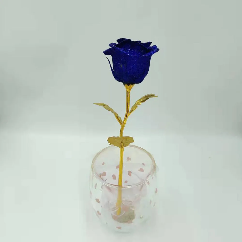 

Wedding Decoration Gold Flowers Valentine' Day Gift Glitter 24K Gold Plated Rose Flower