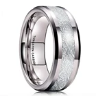 Модное серебристое кольцо 8 мм из карбида вольфрама для мужчин серебристое кольцо с инкрустацией из метеорита со скошенными краями мужское обручальное кольцо Размер 6-14