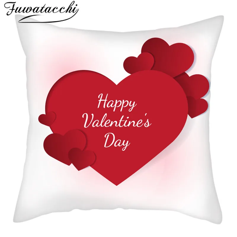 Чехол на подушку в форме сердца Fuwatacchi розовый и красный узор наволочки для