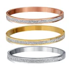 Двухрядные браслеты из нержавеющей стали с кристаллами Стразы KOtik, браслеты для женщин, модные ювелирные украшения, аксессуары для браслетов