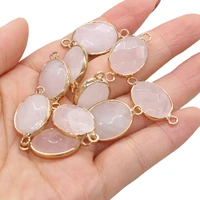 fine natural stone faceted pendants gold plated rose quartzs connector charms for jewelry making diy necklace bracelet crafts