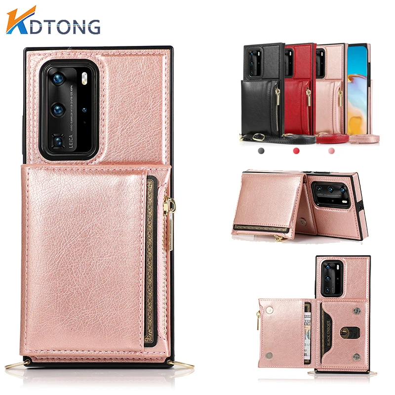 

Luxury Fashion Leather Case For Huawei Mate 40 30 20 P40 P30 Pro Plus Lite With Lanyard Bracket Shockproof Phone Cases Coque