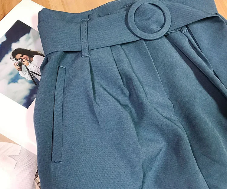 Elfbop синие длинные брюки с высокой талией поясом-Новейшие женские стильные |