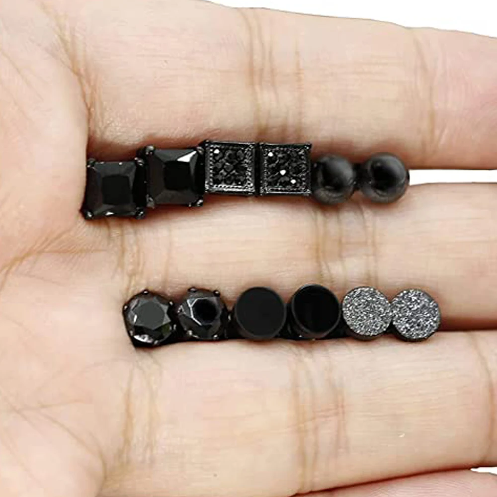 Набор серег гвоздиков из нержавеющей стали для мужчин и женщин комплект с