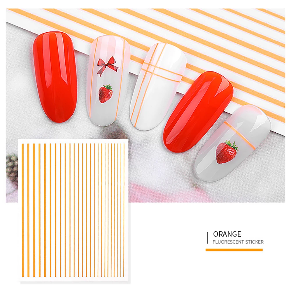 orange Mybormula 1 шт. 3D стикер для ногтей 5 флюоресцентные цвета линии наклейки для ногтей s клейкая лента для ногтей стикер для дизайна ногтей s наклейки Новинка - Цвет: orange