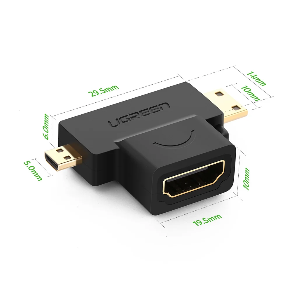 Ugreen 3 в 1 мини hdmi мужчина микро-hdmi мужчина к hdmi женский конвертер адаптер для планшет пк мобильный телефон hdmi адаптер