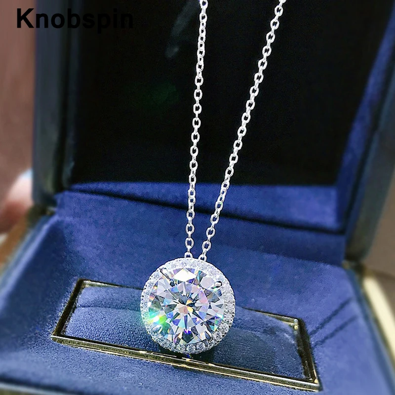 

Knobspin 100% 925 Sterling Silver D Color 11mm High Carbon Diamond Pendant Necklace For Women Wedding Party Fine Jewelry Gifts
