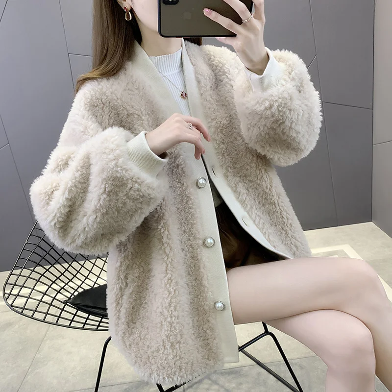 

Новинка 2021, женское меховое пальто из овечьей шерсти