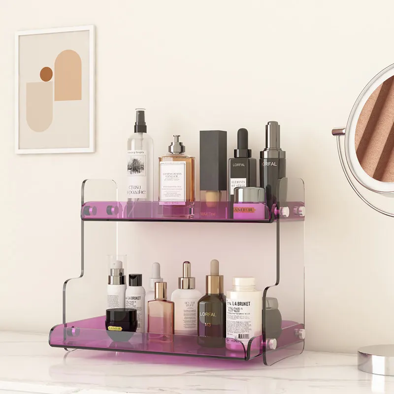

Modern Clear Acrylic Cosmetics & Makeup Tabletop Storage Organizer Rack