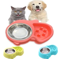 pet bowl food container double dog bowl pet feeding station stainless steel water food bowls feeder solution for dogs supplies