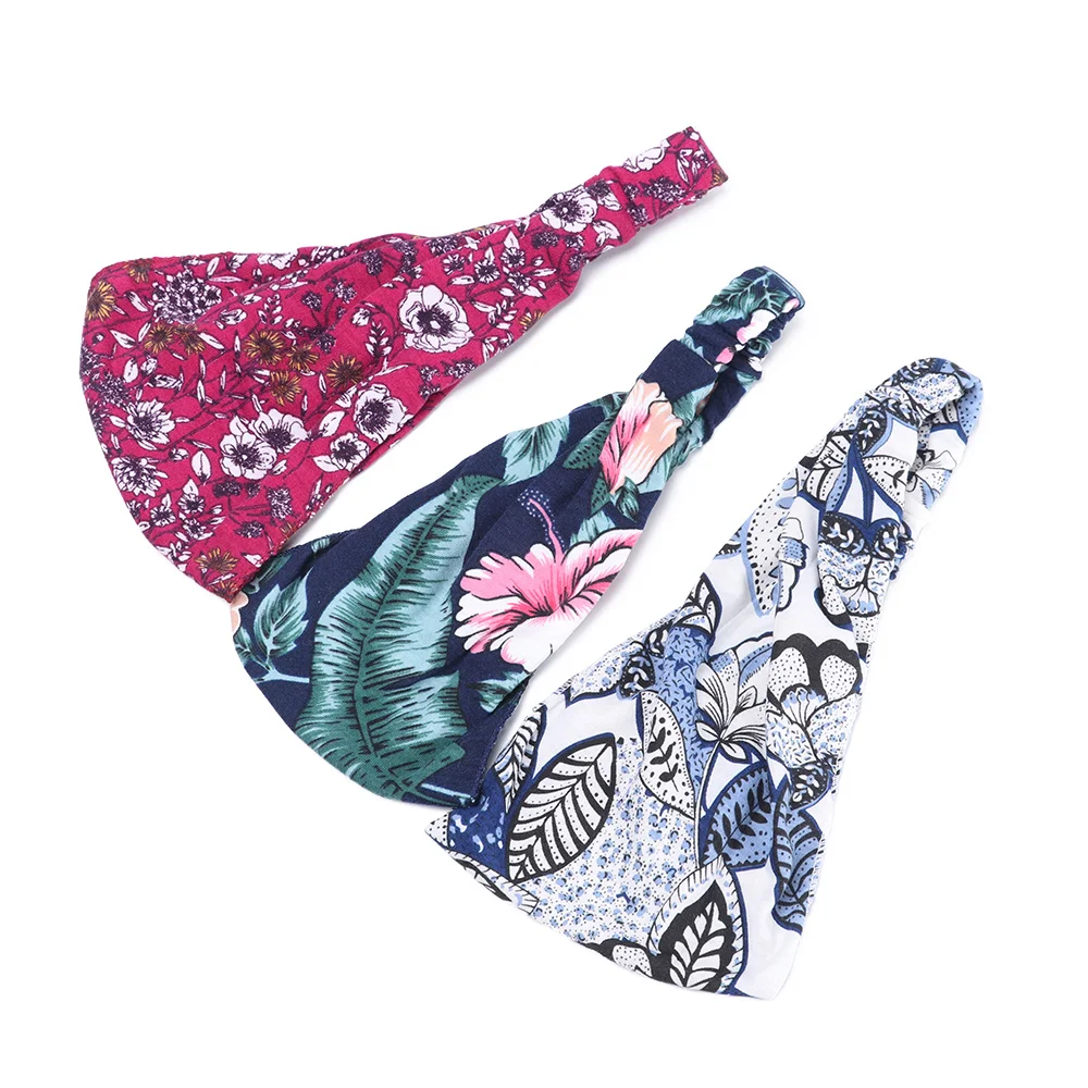 Женская широкая повязка на голову HOOH эластичная бандана в богемном стиле тюрбан