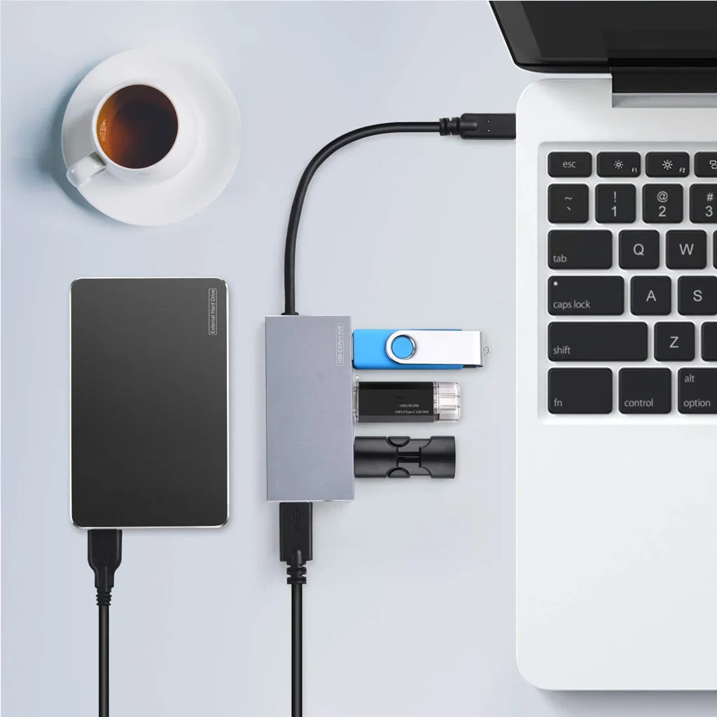 4 портовый USB C концентратор портативный Type адаптер с портами 3 0|USB-хабы| |