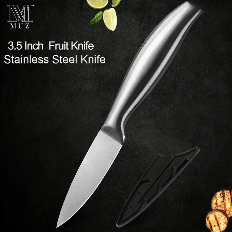 3.5 inch Fruit Knife Нержавеющая сталь шеф-повара кухонные аксессуары, нож для очистки овощей нарезки MeatVeg суши японский Стиль сантоку ножи Набор с крышкой Футляр - Цвет: 3.5 inch Fruit Knife