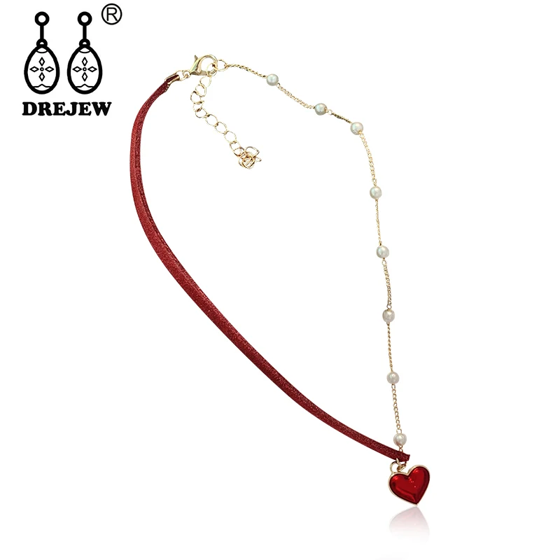 Массивный чокер DREJEW N633 с красным черным зеленым сердцем Рождественская цепочка