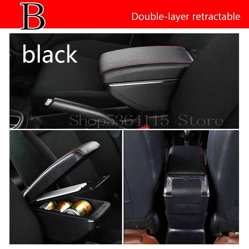B black For KIA Rio 4 Rio X-line Armrest Box Central Store Content Box Cup Holder Ashtray Interior Car-styling Accessories - Название цвета: B black