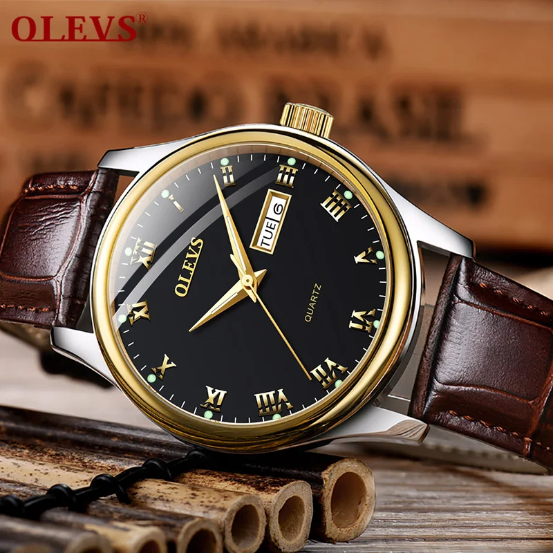 OLEVS Top Barnd Luxury Quartz Couple Watch Fashion Business Men Women Watch Leather Stainless Steel Clock Wristwatch Reloj Mujer