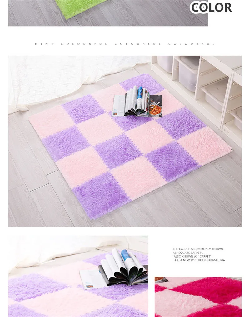 Высокое качество EVA пены DIY коврик-головоломка мягкие длинные волосы ворсинок лохматый коврик плюшевые мягкие области коврик для детей Детский игровой коврик