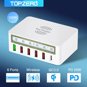 100w multi usb charging station hub qc3 0 pd fast charger adapter phone usb c charger wireless charger for iphone 13 12 x xiaomi free global shipping