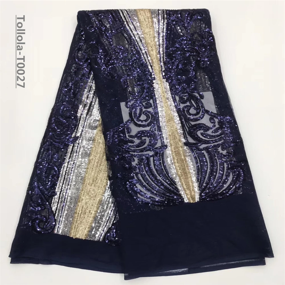 VILLIEA модное французское кружево 2018 васильковые золотые блестки вышитая Тюлевая