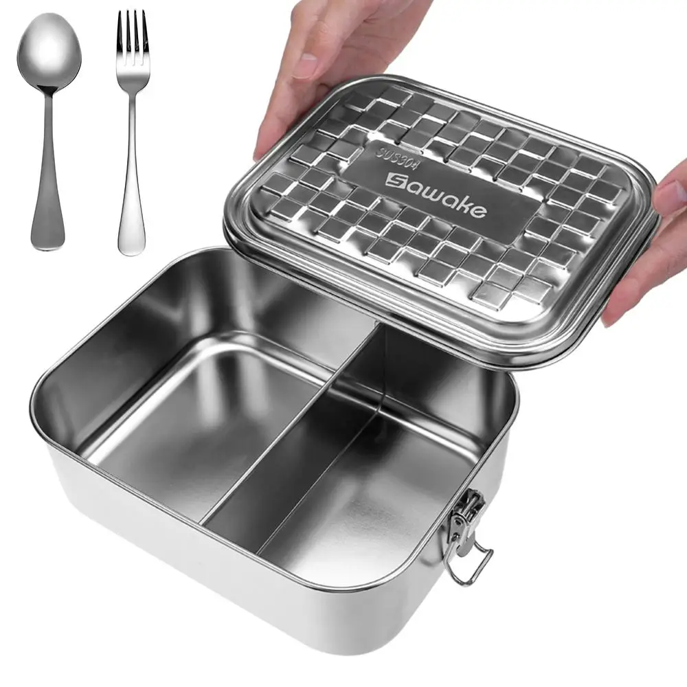 

Ланч-бокс из нержавеющей стали 304, контейнер для еды, бэнто-бокс для детей и взрослых, однослойная коробка большой емкости для столовой посуд...