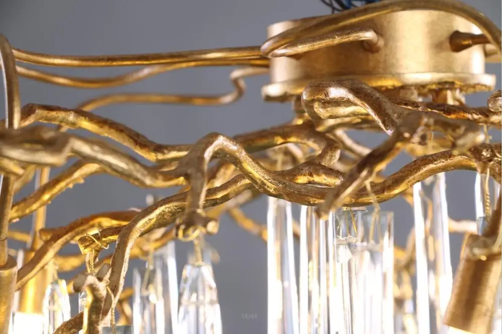 Low floor copper branch crystal chandelier French living room dining lamp American minimalist designer villa | Лампы и освещение