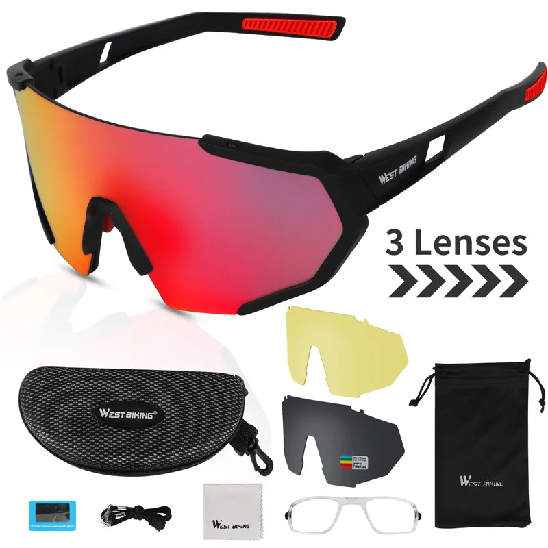 

Pro 3 Lens Polarized Cycling Glasses MTB Road Bike Eyewear UV400 Protection Sunglasses Men Women Sports Bicycle Cycling Goggles