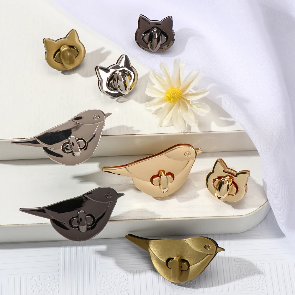 Metal Bag Turn Lock For DIY Decor Leather Craft Cute Cat/Bird Clasp Locks Handbag Shoulder Bags Hardware Decoration Accessories | Багаж и