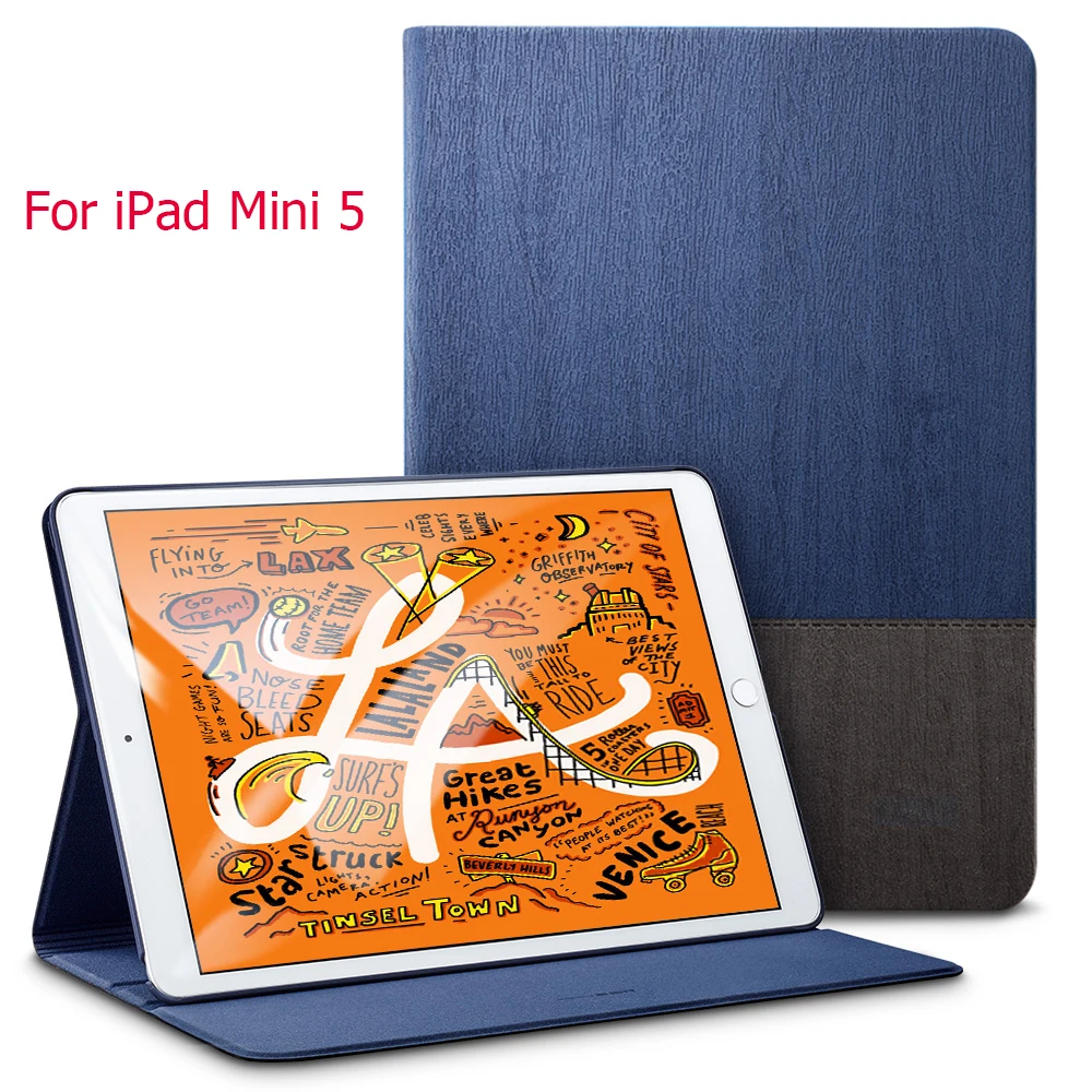 Чехол ESR для ipad mini 5 /ipad mini 4, оксфордская ткань из искусственной кожи, умный чехол-книжка с подставкой, повседневный Стильный чехол для ipad mini 5 - Цвет: Blue and gray