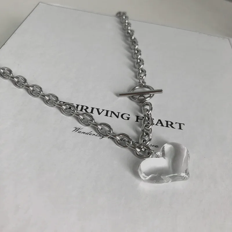 

POTCET Women's Titanium Steel Love Heart Stainless Steel Necklace Pendant Geometric Fashion Hip Hop Personality Party Jewelry