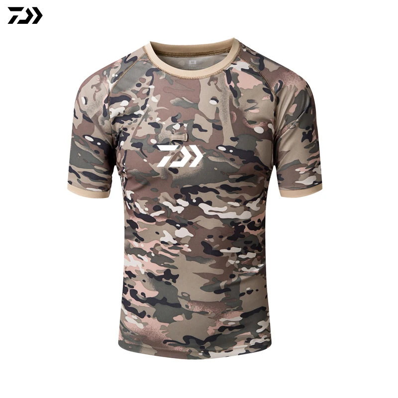 Мужская одежда футболка для рыбалки камуфляжная с коротким рукавом