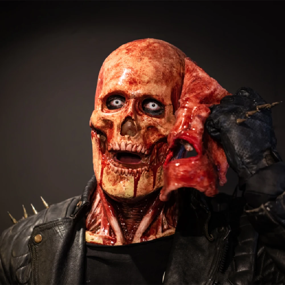 

Halloween Double Skin Bloody Skeleton Masks Scary Clown Skull Skeleton Mask Scary Joker Clown Skull Horror Tricky Cosplay Decor