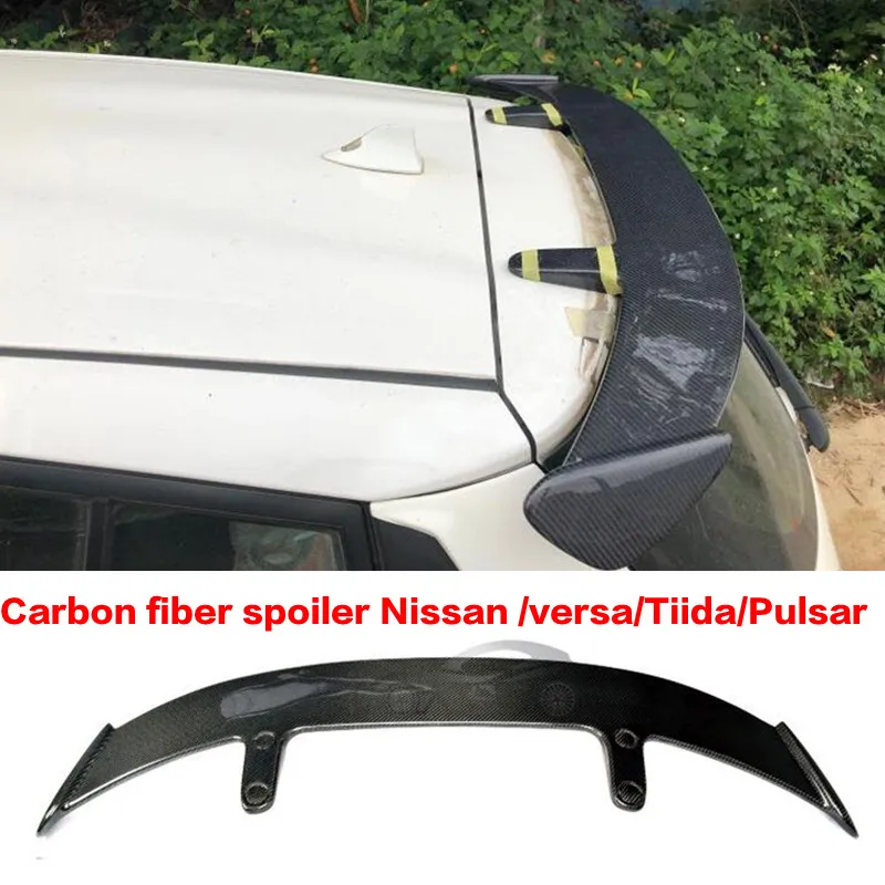 Для углеродного волокна спойлер на крыше Nissan Versa Tiida AE стиль спойлер для Заднего ветрового стекла Nissan Pulsar задний для хэтчбека губы хвост крыло 11-17