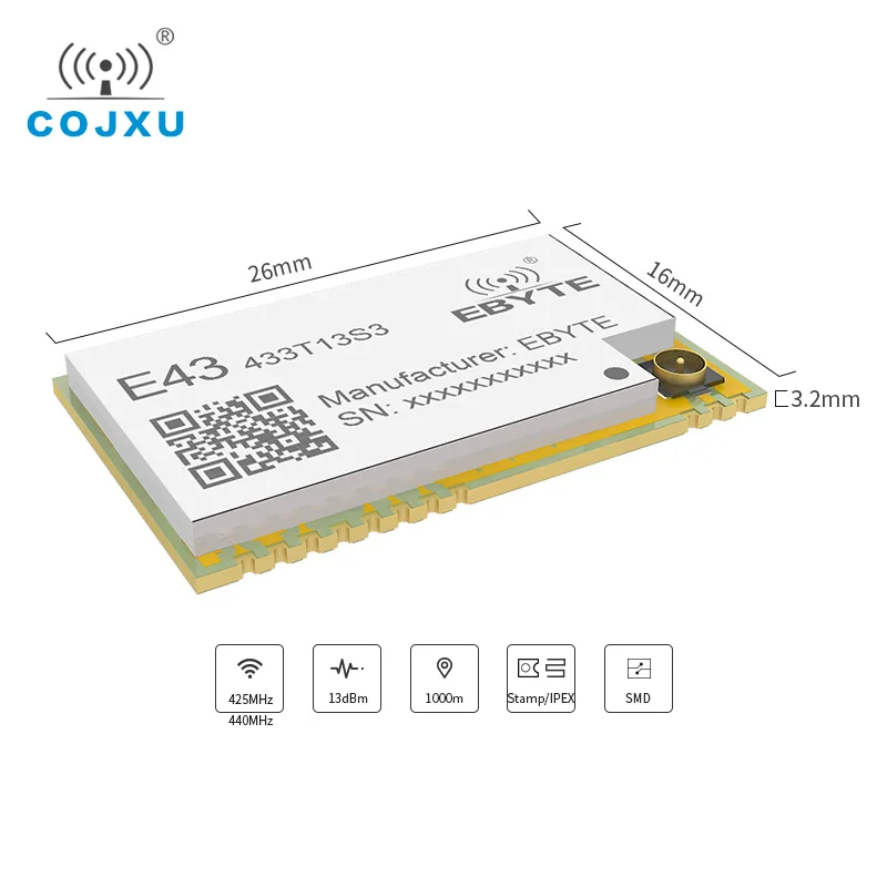 UART IoT RF 433 МГц 425 13dBm E43-433T13S3 IPEX штамп антенна отверстия SMD беспроводной