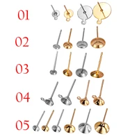 100pcslot stainless steel blank post earring stud base pins diy for men womens jewelry making wholesale findings wholesales