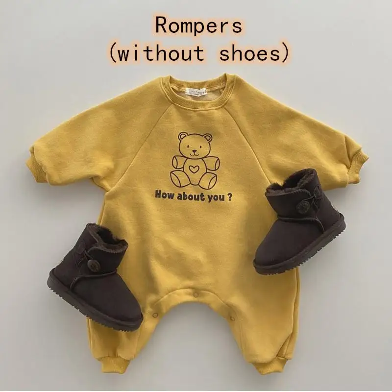 

Autumn New Baby Boy Rompers Infant Kids Girls Long Sleeve Jumpsuit Cartoon Bear Print Newborn Cotton Clothes Rompers